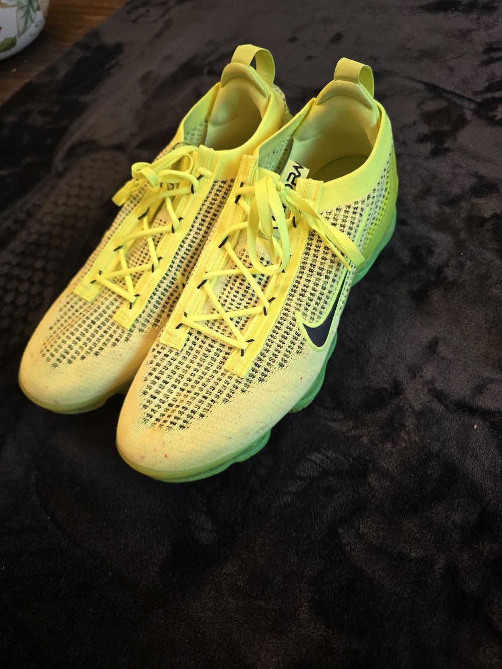 Nike Air VaporMax 2021 Flyknit Running Shoes Yellow & Green US 12.5